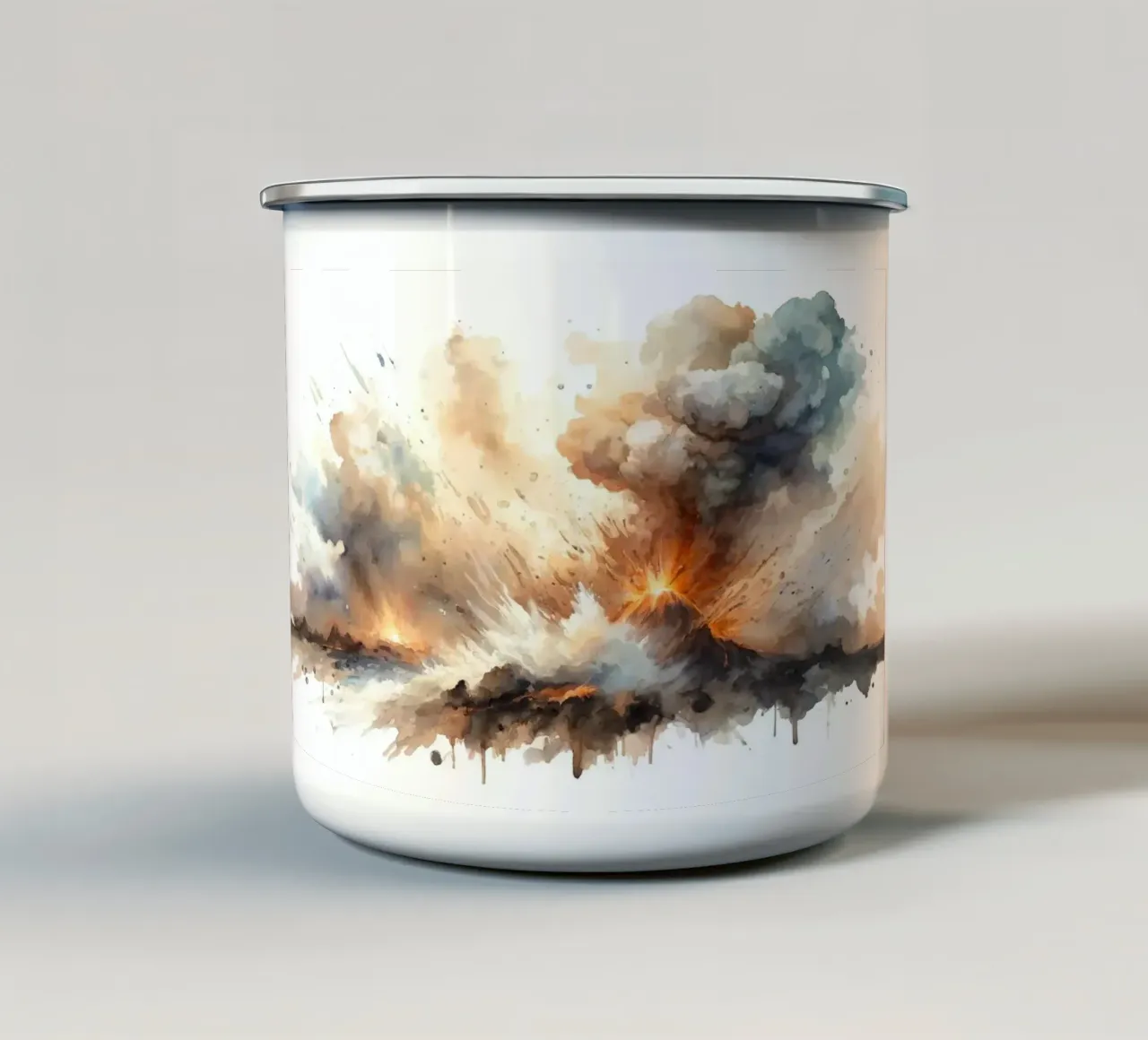Eruzione di un vulcano infuocato tazza in smalto da Chromatic Fusion Studio