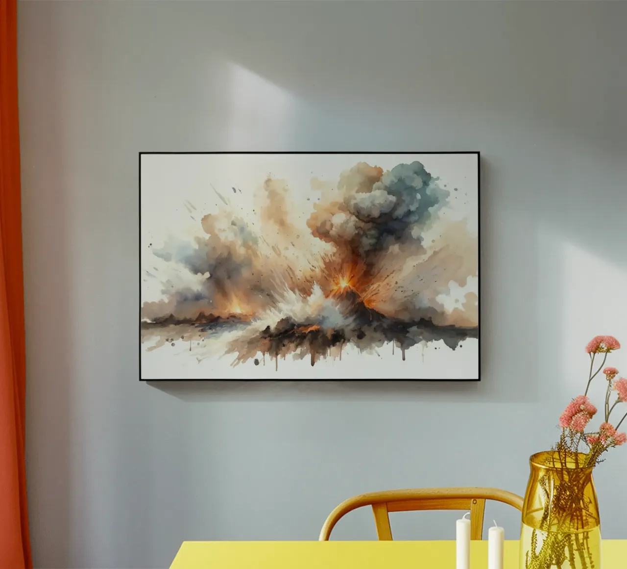 Fiery Volcano Eruption acrylic glass by Chromatic Fusion Studio