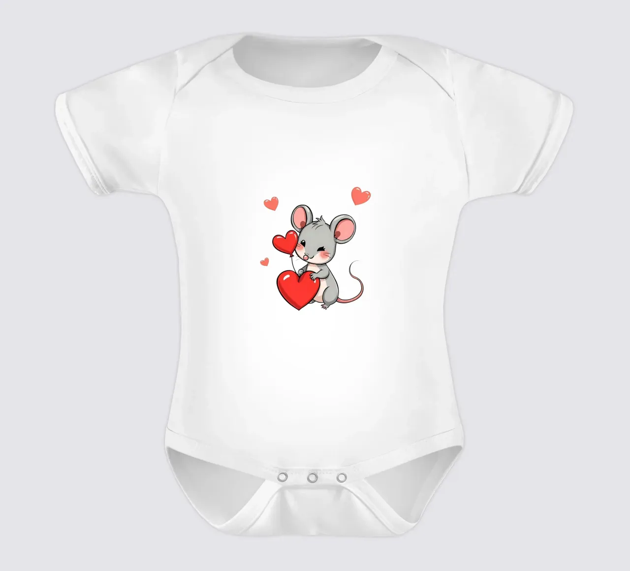 Topo con palloncino a forma di cuore_2 body neonato maniche corte da Tierisch bunt by LK