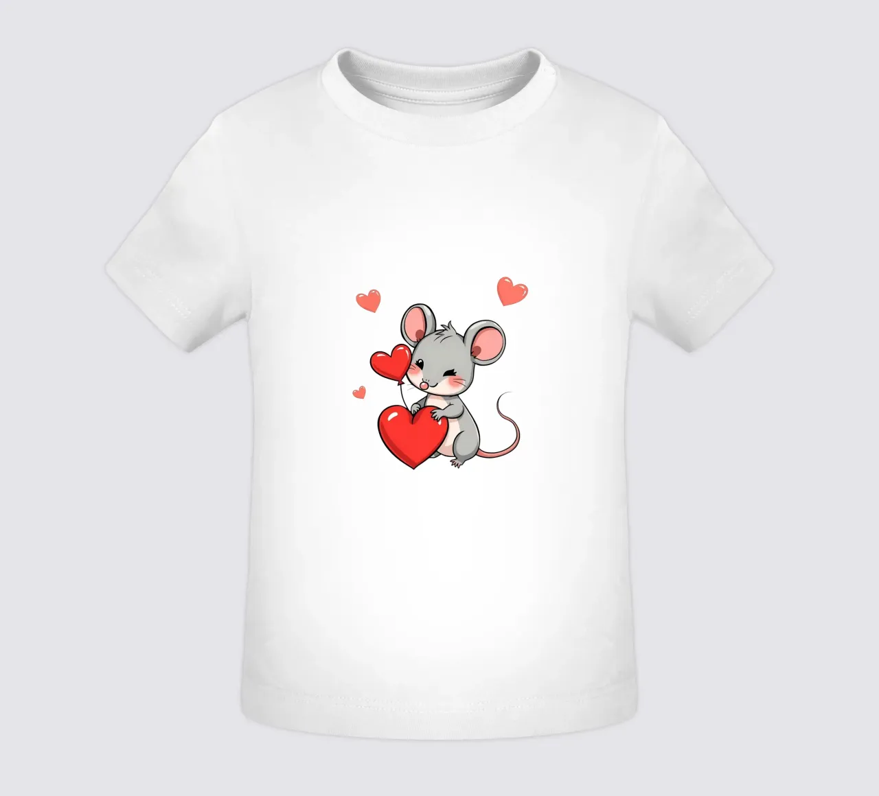 Topo con palloncino a forma di cuore_2 maglietta neonato da Tierisch bunt by LK