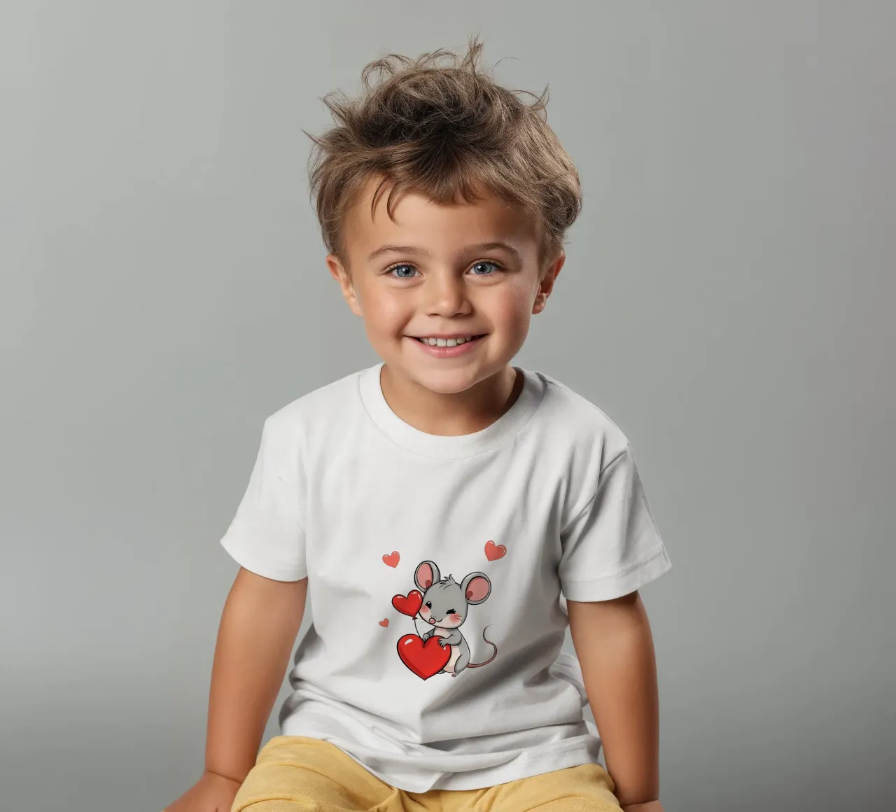 Mouse with heart balloon_2 kids t-shirt by Tierisch bunt by LK