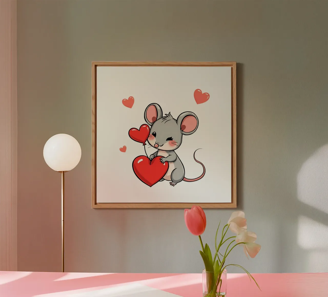 Mouse with heart balloon_2 alu-dibond by Tierisch bunt by LK