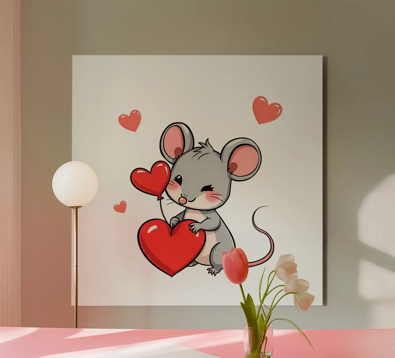 Mouse with heart balloon_2 alu-dibond by Tierisch bunt by LK