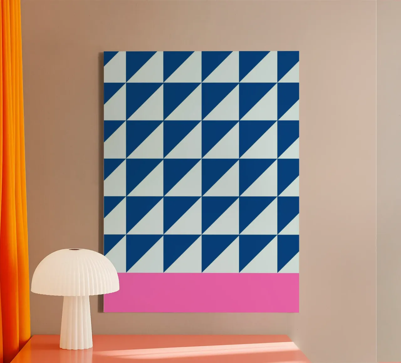Poster geometrico Blu Rosa | Stampa d'arte moderna tela con Cornice a cassetta da Studio Vibe