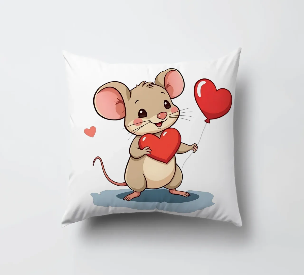 Topo con palloncino a forma di cuore_3 cuscino da Tierisch bunt by LK