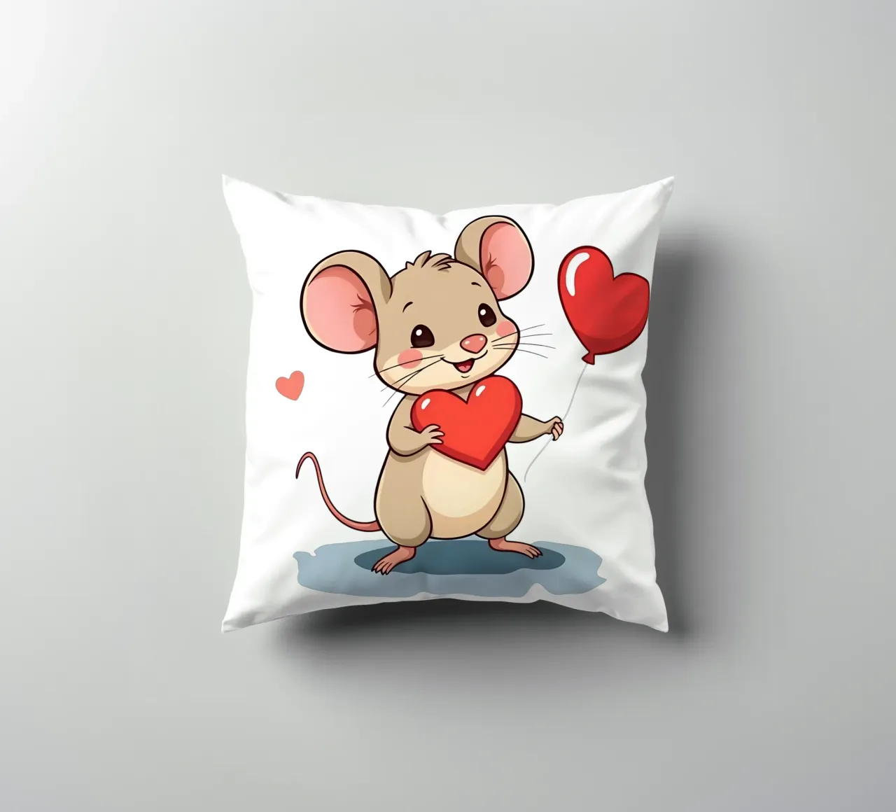 Topo con palloncino a forma di cuore_3 cuscino da Tierisch bunt by LK