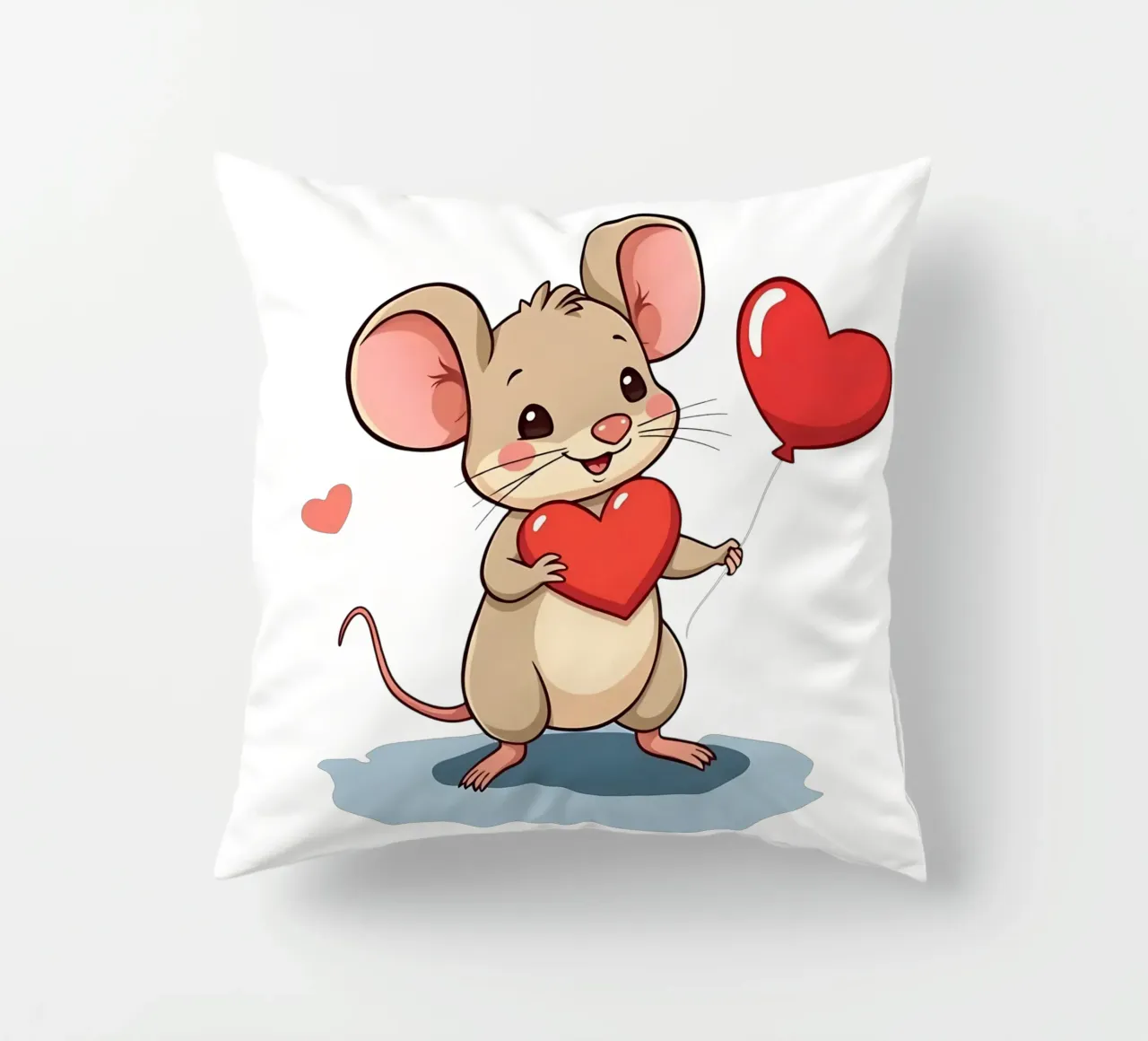 Topo con palloncino a forma di cuore_3 cuscino da Tierisch bunt by LK