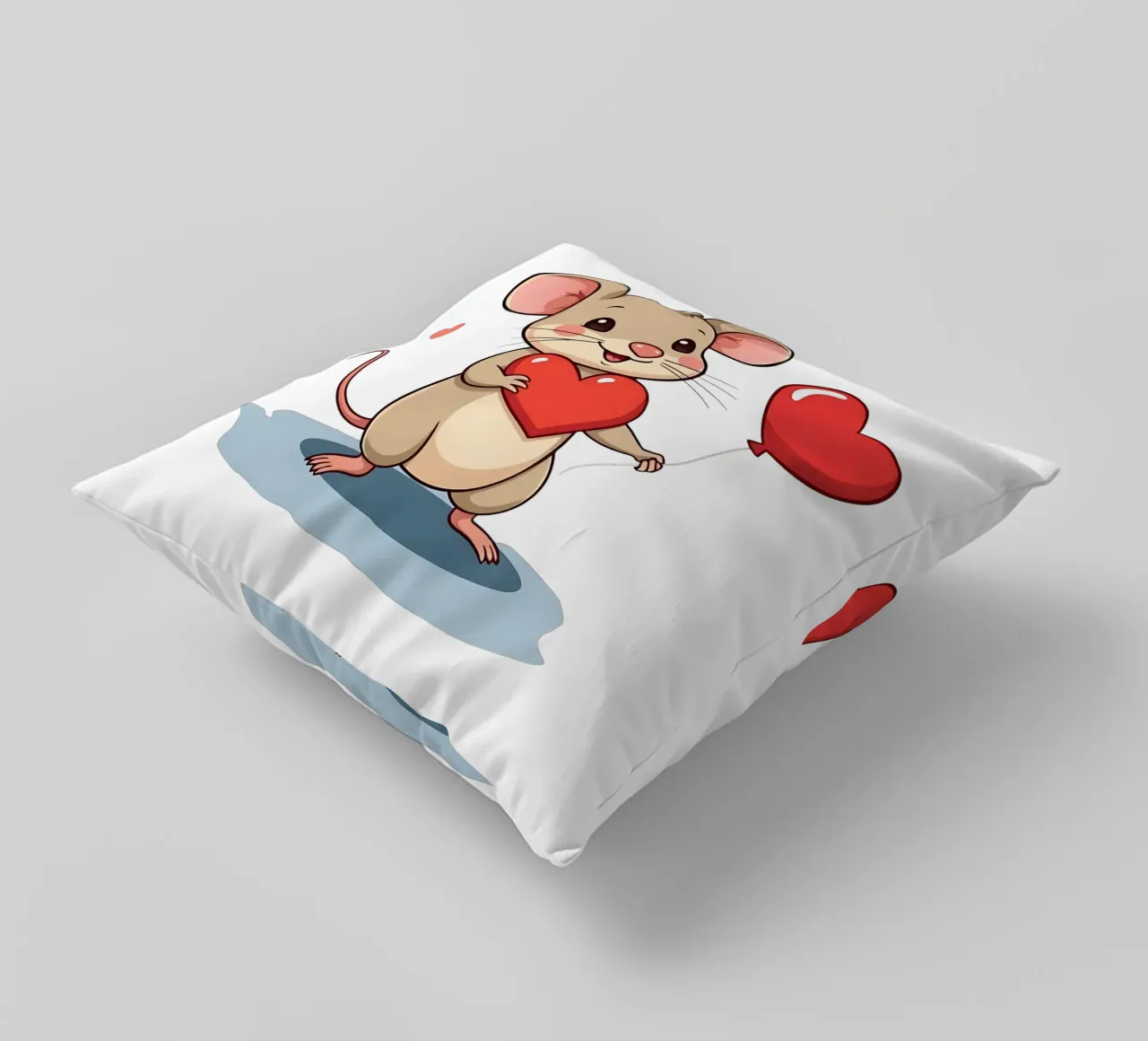 Topo con palloncino a forma di cuore_3 cuscino da Tierisch bunt by LK