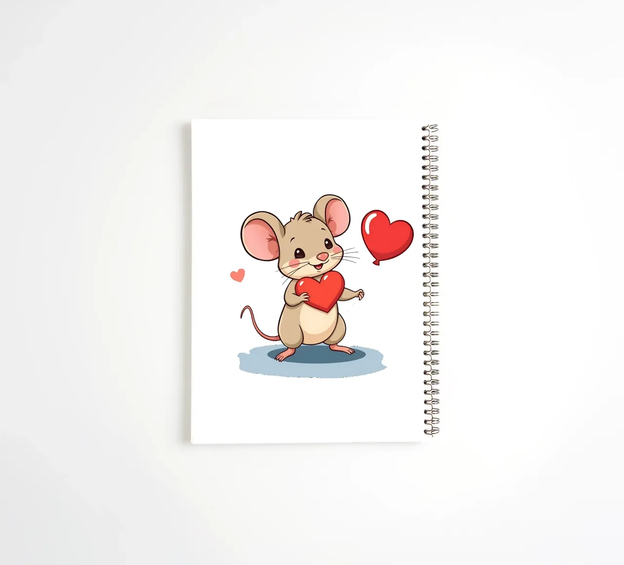 Ratón con globo de corazón_3 cuaderno de espiral de Tierisch bunt by LK