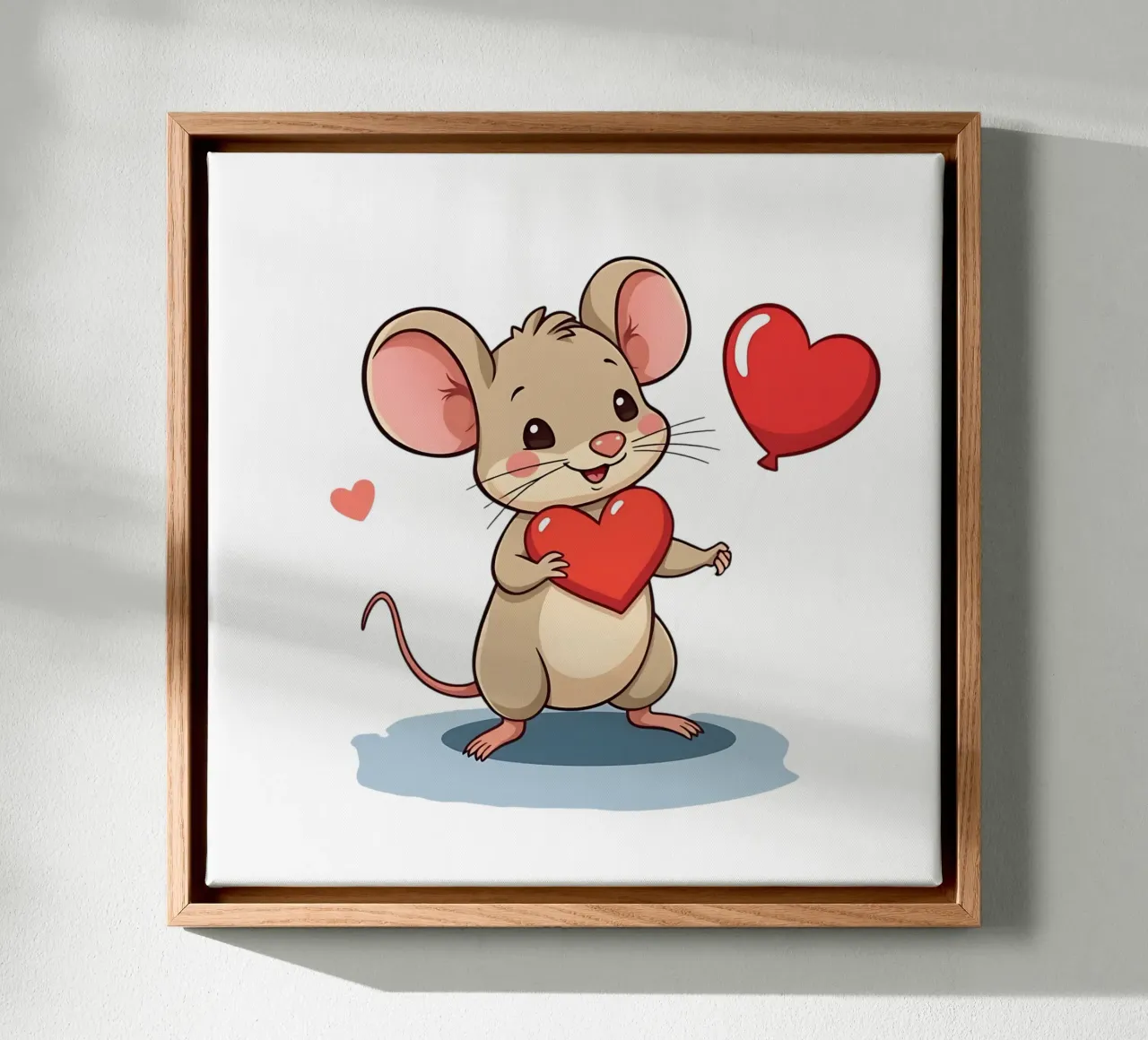 Mouse with heart balloon_3 canvas by Tierisch bunt by LK