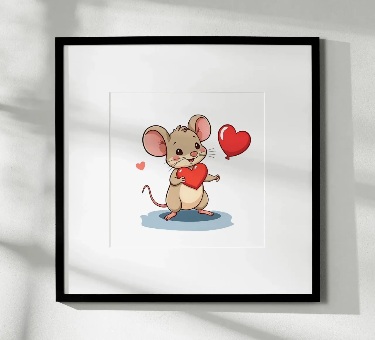 Topo con palloncino a forma di cuore_3 carta hahnemühle da Tierisch bunt by LK
