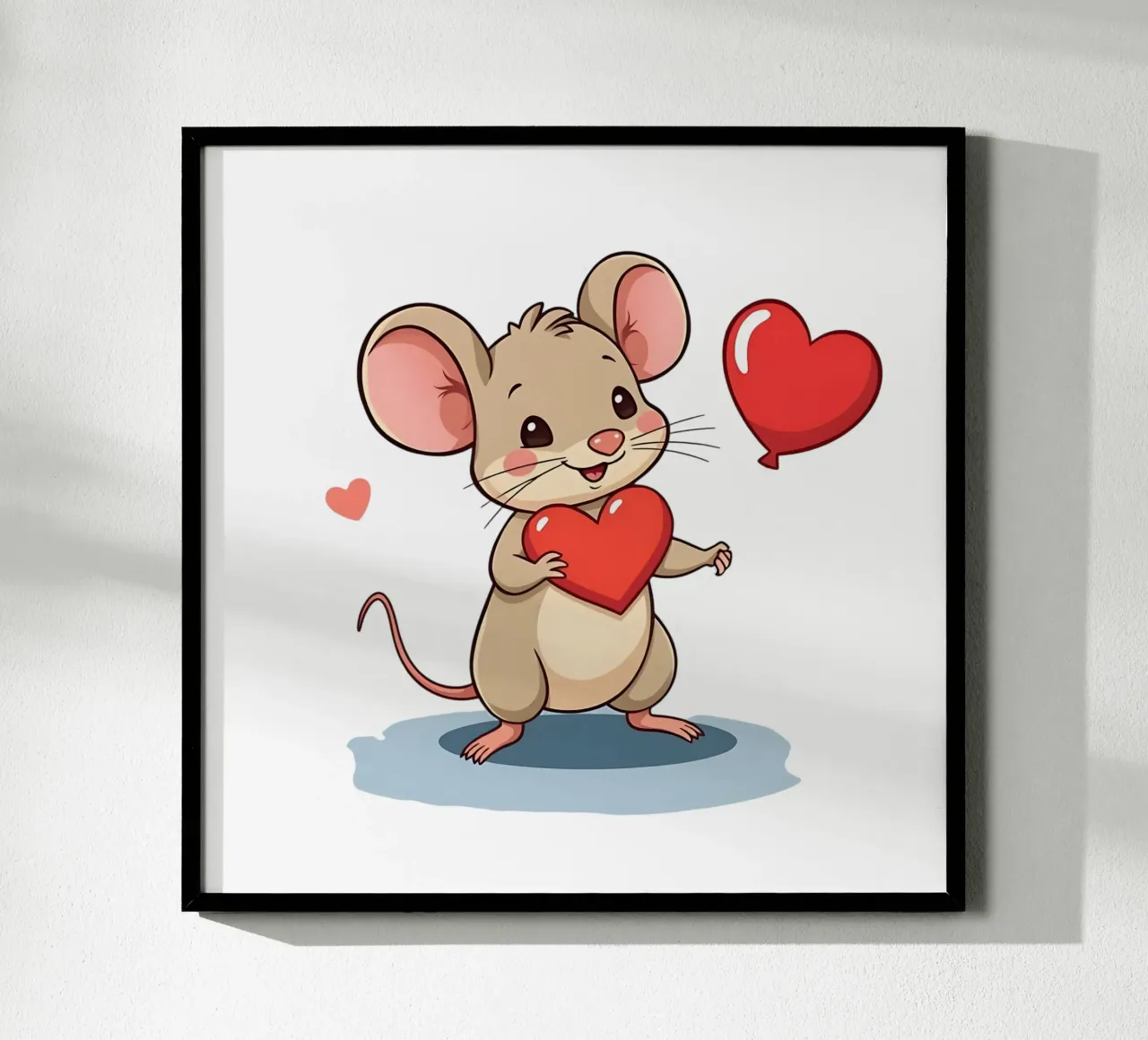Topo con palloncino a forma di cuore_3 carta hahnemühle da Tierisch bunt by LK