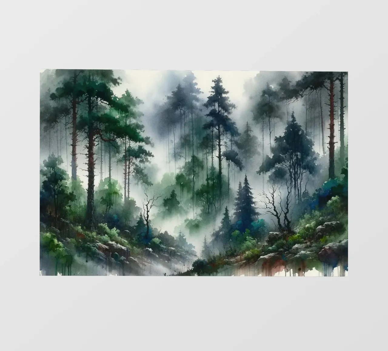 Foresta lussureggiante e nebbiosa con alberi fitti telo in pvc da Chromatic Fusion Studio