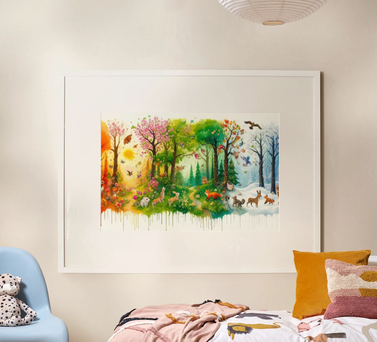 Wald im Wandel der Jahreszeiten Poster von Chromatic Fusion Studio
