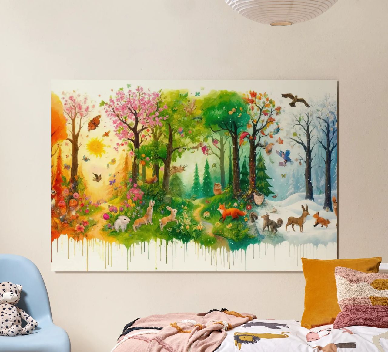 Wald im Wandel der Jahreszeiten Poster von Chromatic Fusion Studio