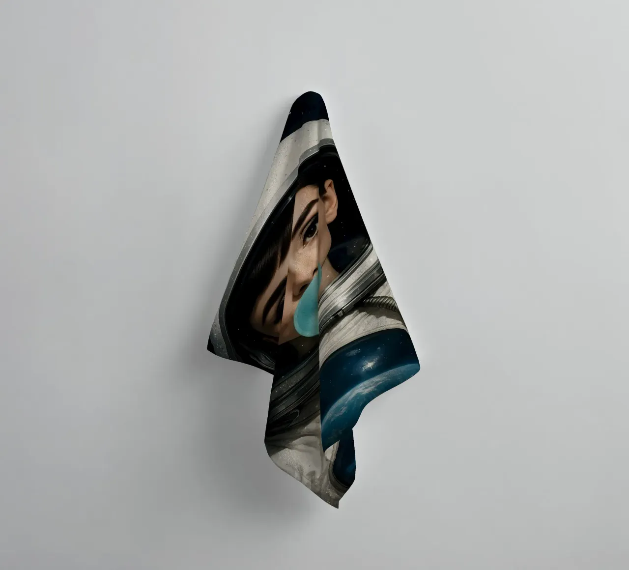 AUDREY HEPBURN BUBBLEGUM SPACE ASTRONAUT towel by ARTOMATIC