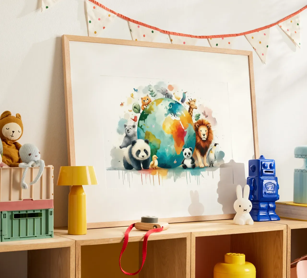 Global Harmony with Playful Animals poster by Chromatic Fusion Studio
