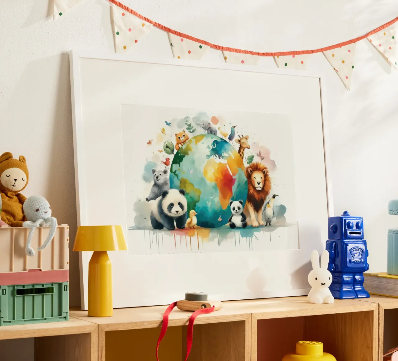 Global Harmony with Playful Animals poster by Chromatic Fusion Studio