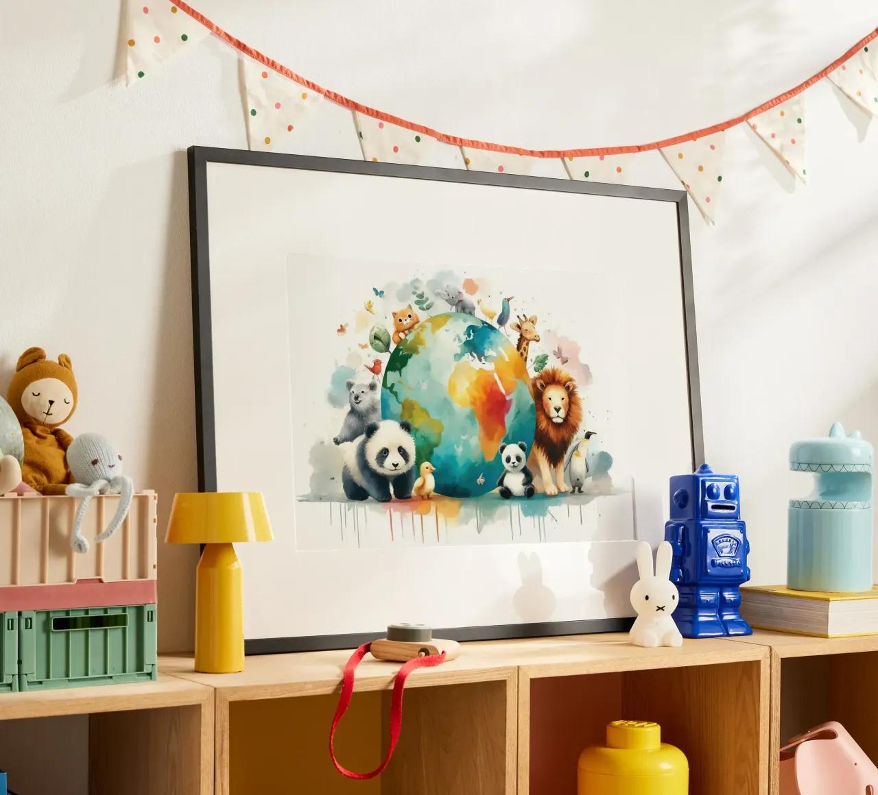 Global Harmony with Playful Animals poster by Chromatic Fusion Studio
