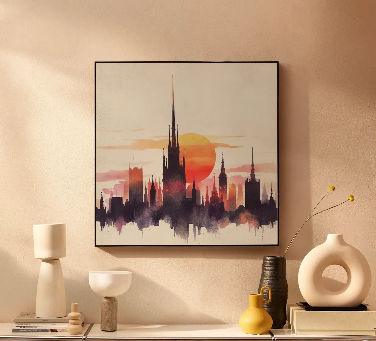 Silhouette della città nell'ora d'oro alluminio dibond da Chromatic Fusion Studio