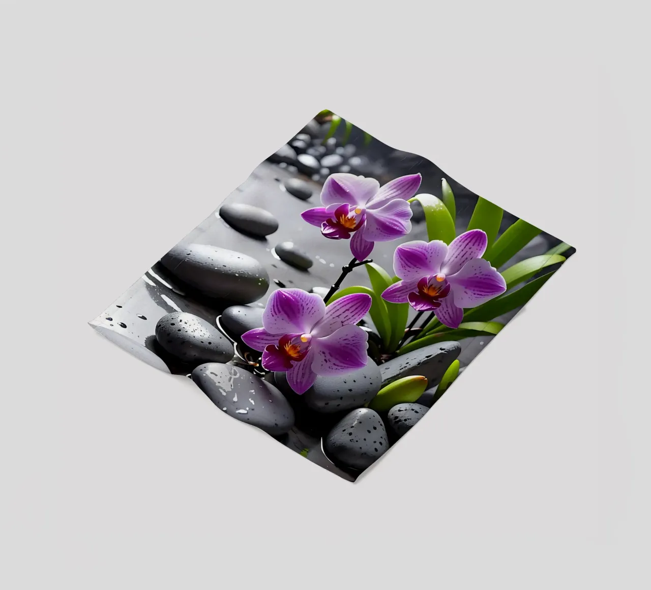 Orchidee con pietre_1 coperta in pile da Farb- und Blütenzauber by LK