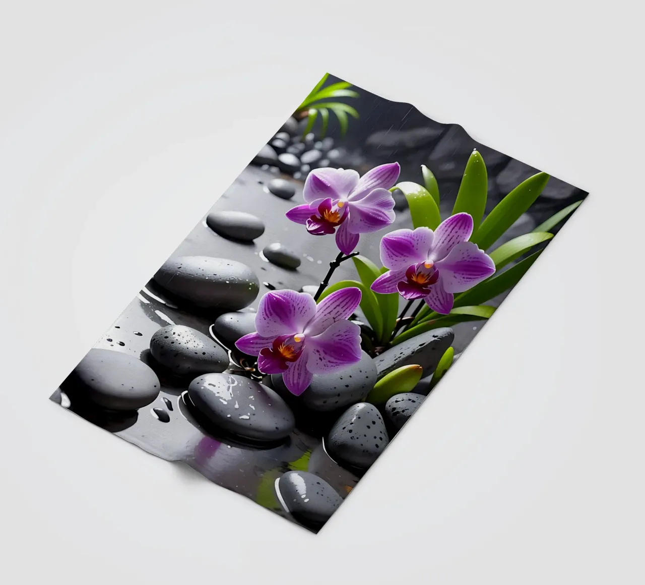 Orchidee con pietre_1 coperta in pile da Farb- und Blütenzauber by LK