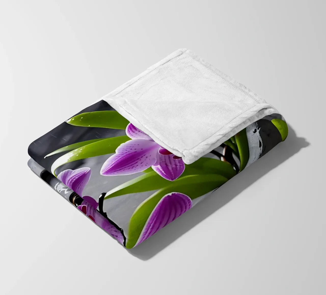 Orchidee con pietre_1 coperta in pile da Farb- und Blütenzauber by LK