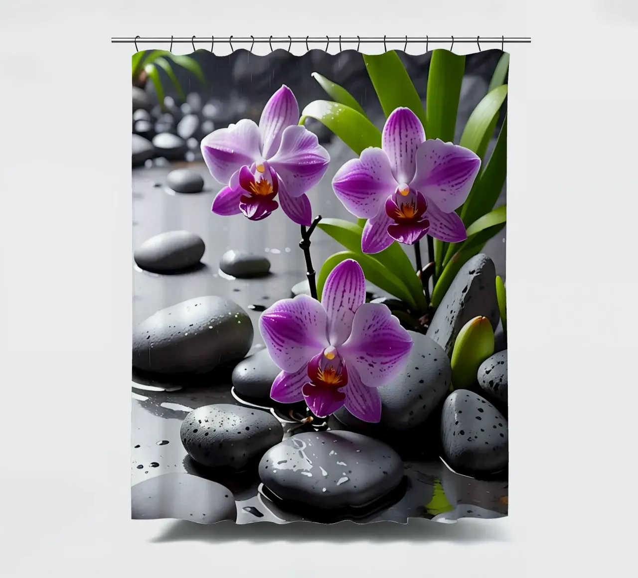 Orchidee con pietre_1 tenda da doccia da Farb- und Blütenzauber by LK