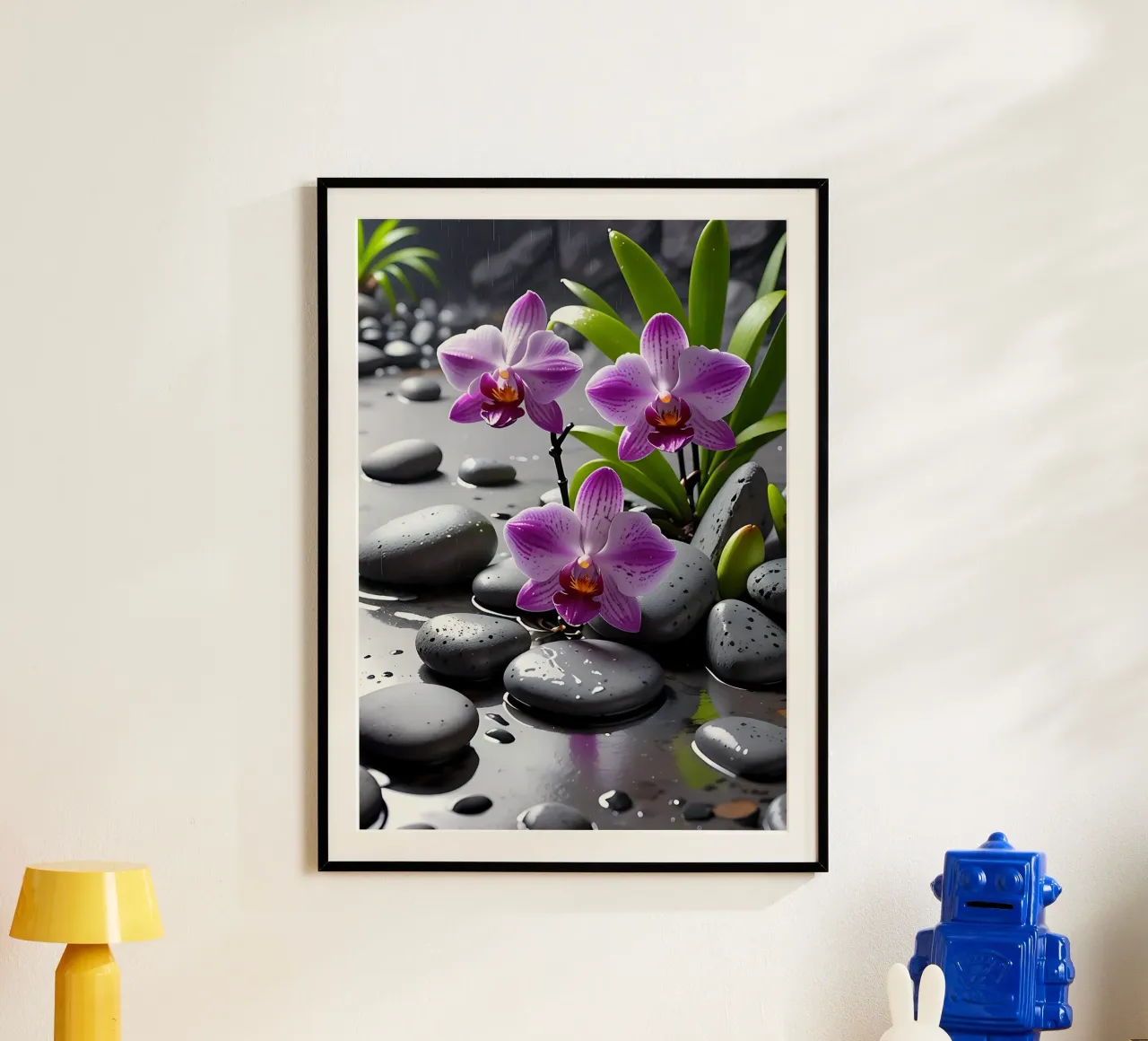 Orchidées avec pierres_1 poster de Farb- und Blütenzauber by LK