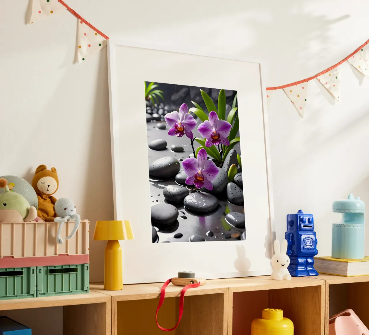 Orchidées avec pierres_1 poster de Farb- und Blütenzauber by LK