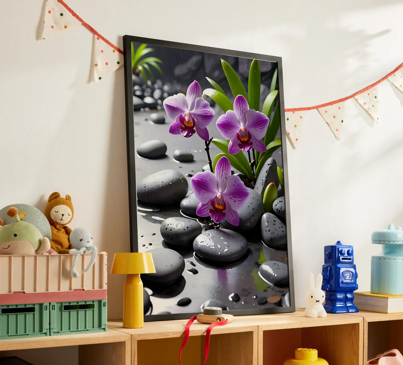 Orchidées avec pierres_1 poster de Farb- und Blütenzauber by LK