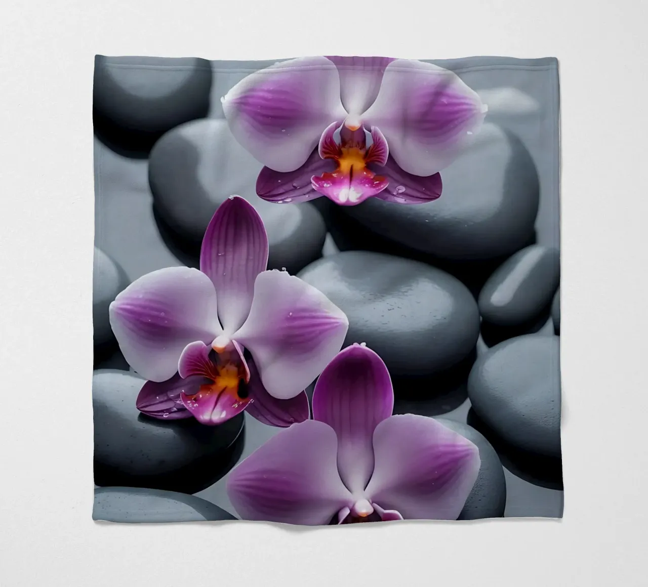 Orchidee con pietre_2 coperta in pile da Farb- und Blütenzauber by LK