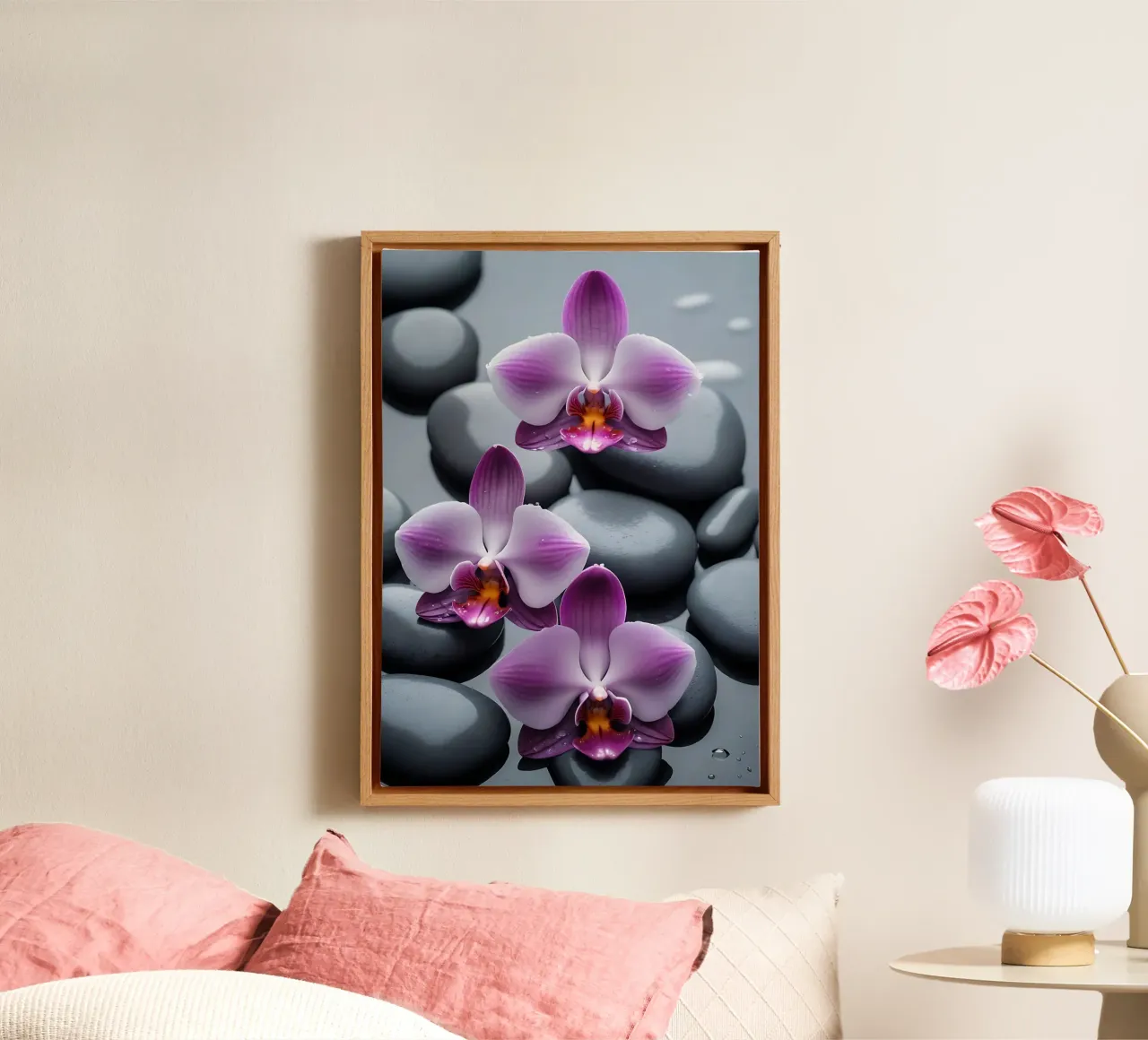 Orchidee con pietre_2 tela con Cornice a cassetta da Farb- und Blütenzauber by LK