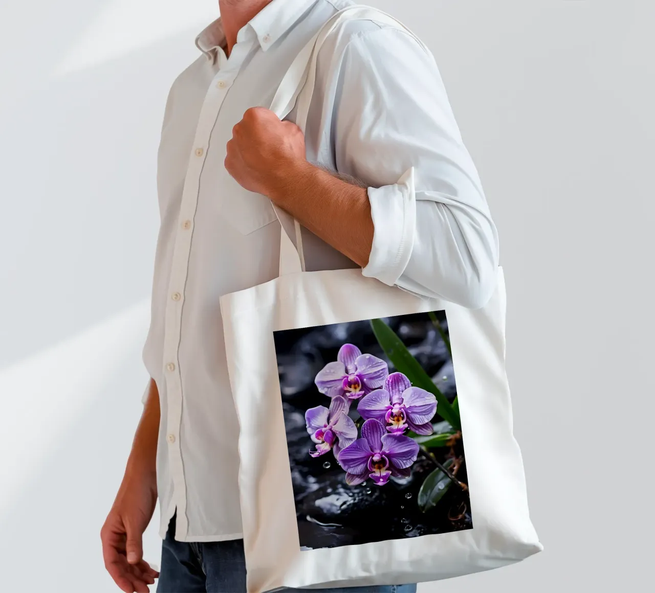 Orchidee con pietre_3 borsa in juta da Farb- und Blütenzauber by LK