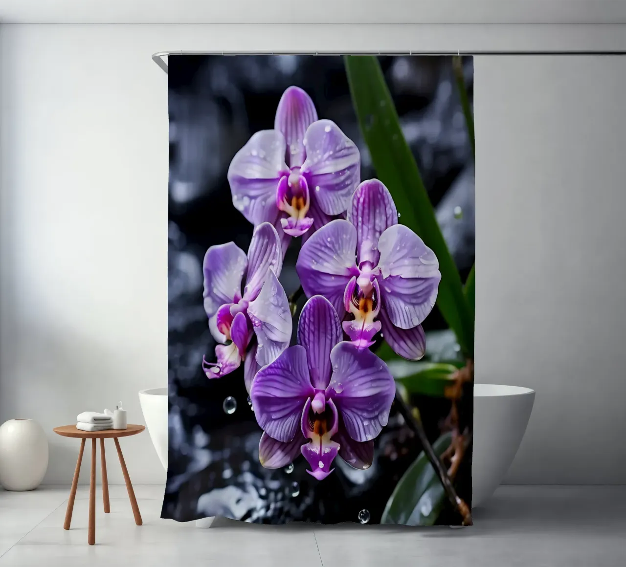Orchidee con pietre_3 tenda da doccia da Farb- und Blütenzauber by LK