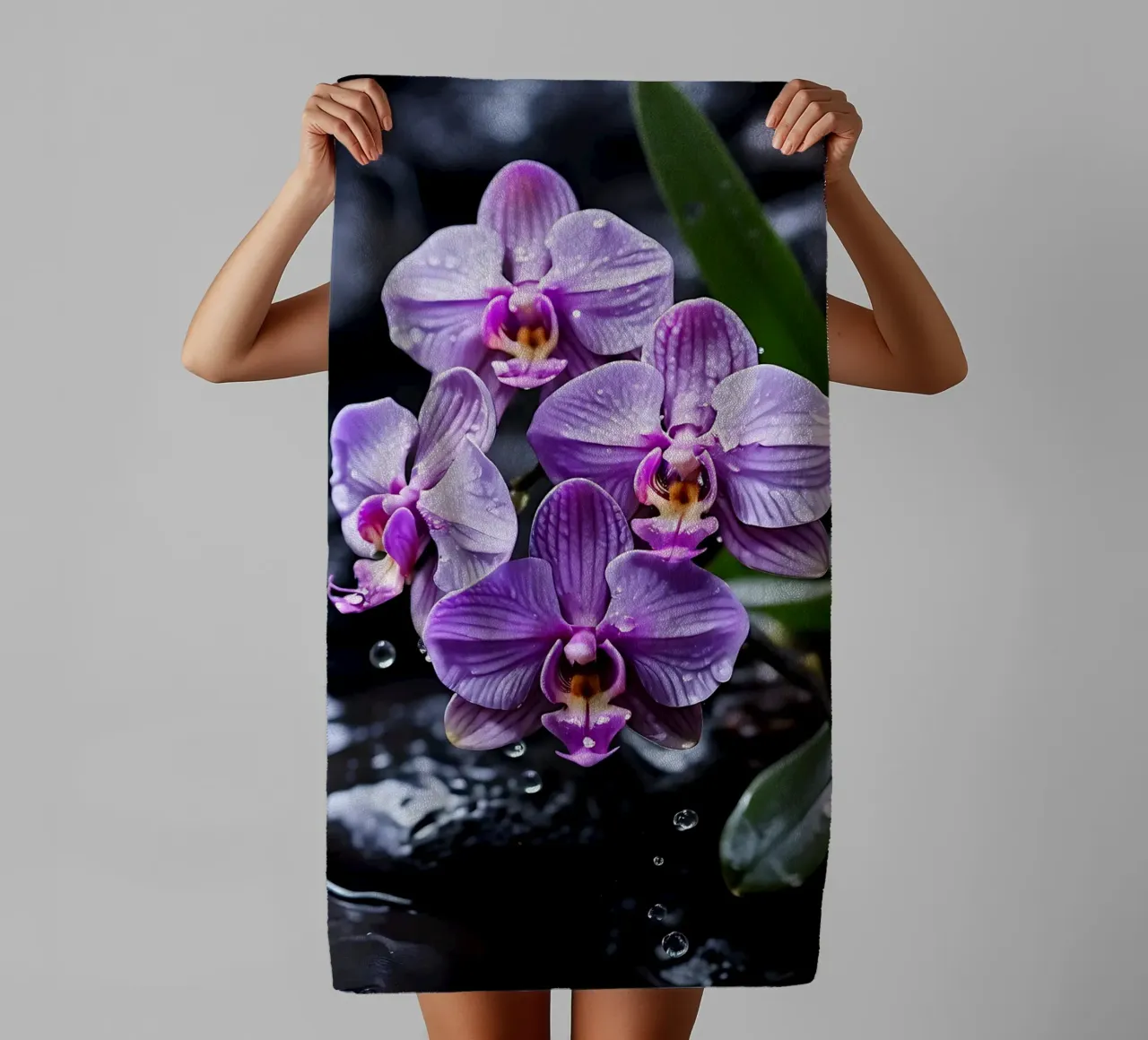 Orchidee con pietre_3 asciugamano da bagno da Farb- und Blütenzauber by LK