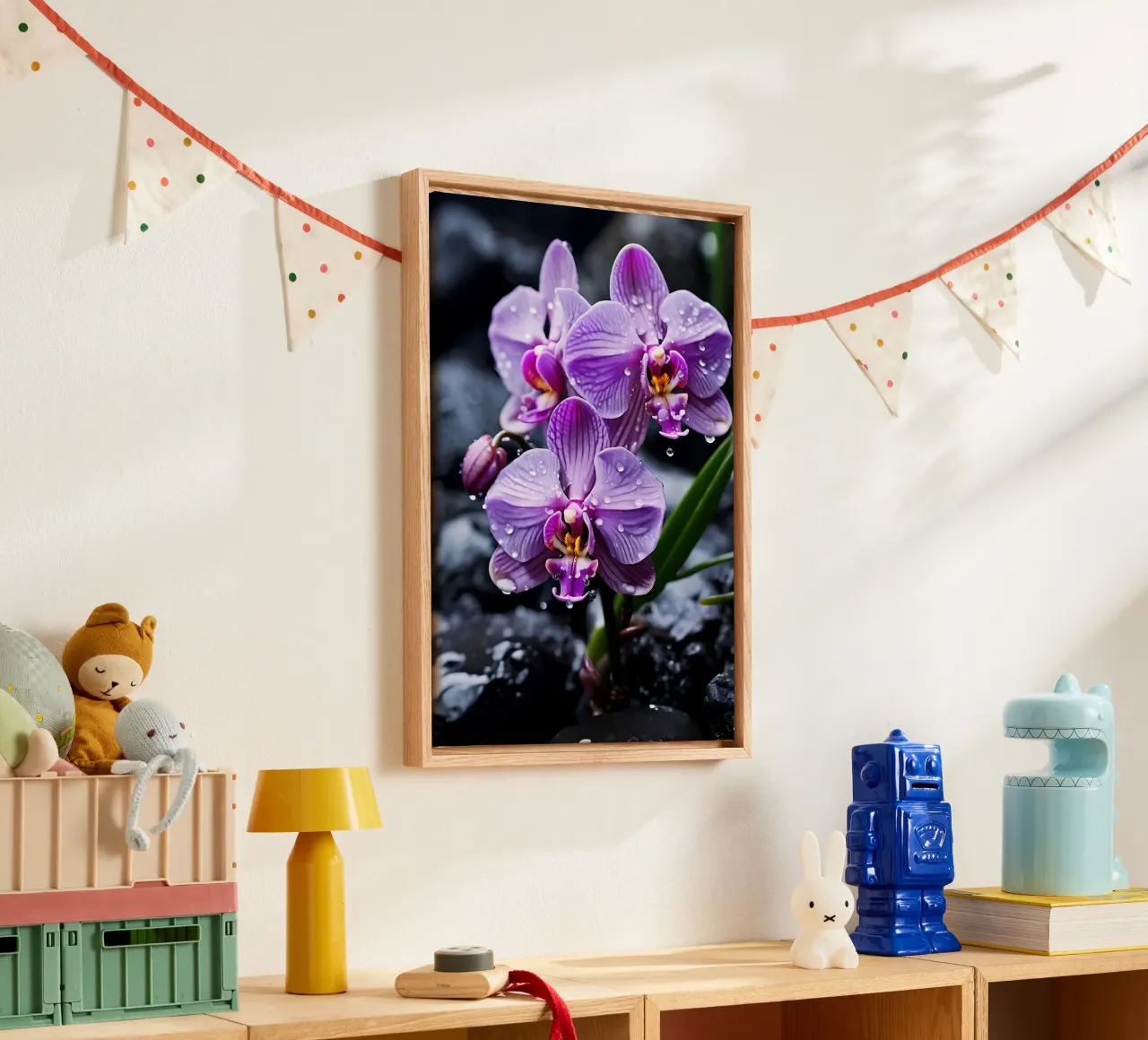 Orchidee con pietre_4 tela con Cornice a cassetta da Farb- und Blütenzauber by LK