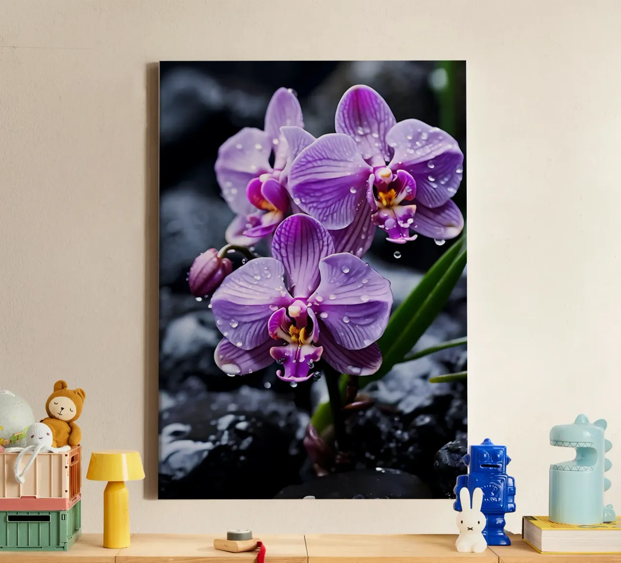 Orchidee con pietre_4 tela con Cornice a cassetta da Farb- und Blütenzauber by LK