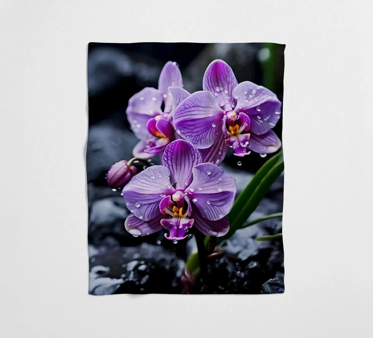 Orchidee con pietre_4 coperta in pile da Farb- und Blütenzauber by LK