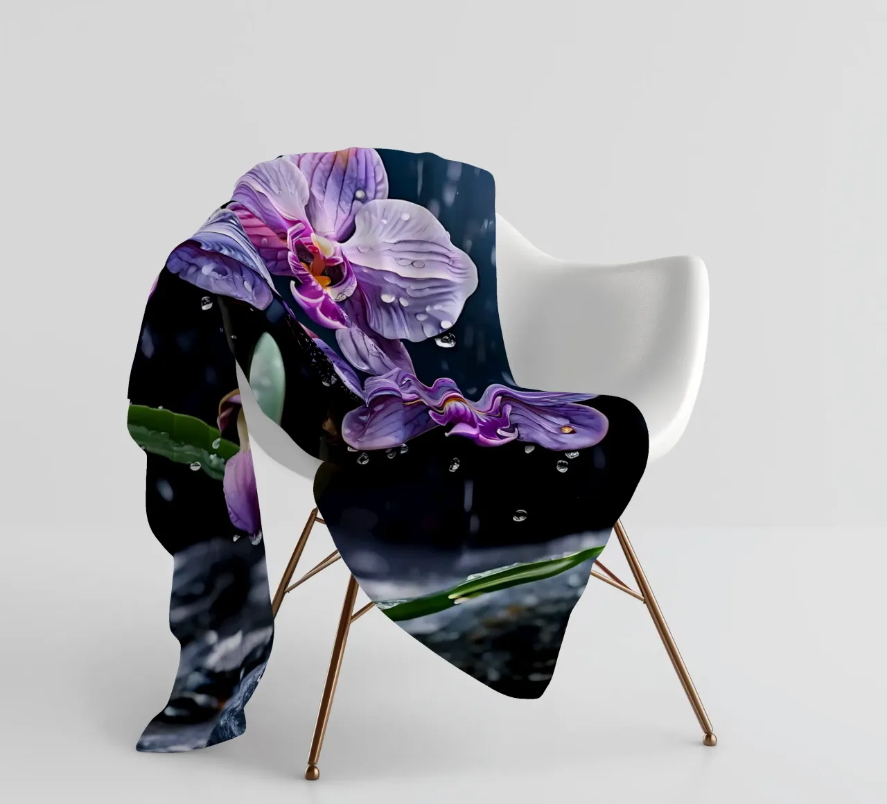 Orchidee con pietre_5 coperta in pile da Farb- und Blütenzauber by LK