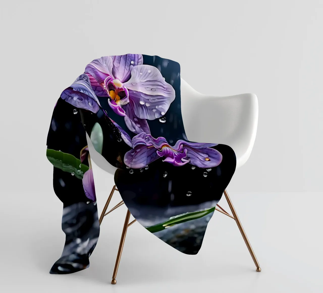 Orchidee con pietre_5 coperta in pile da Farb- und Blütenzauber by LK