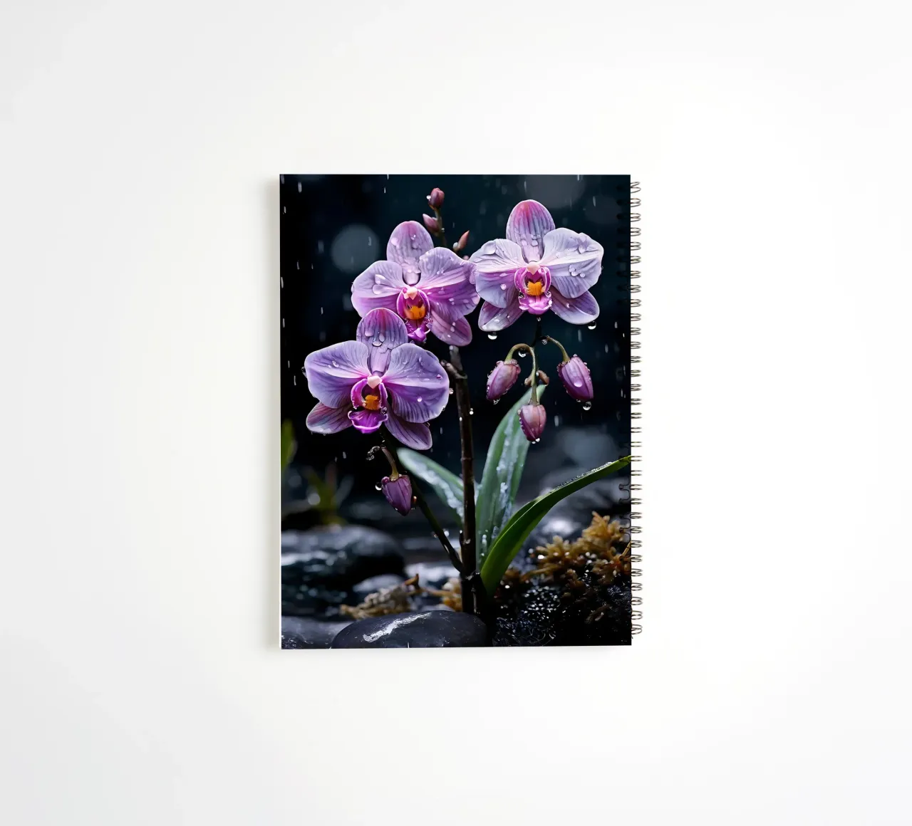 Orchids with stones_6 spiral notebook by Farb- und Blütenzauber by LK