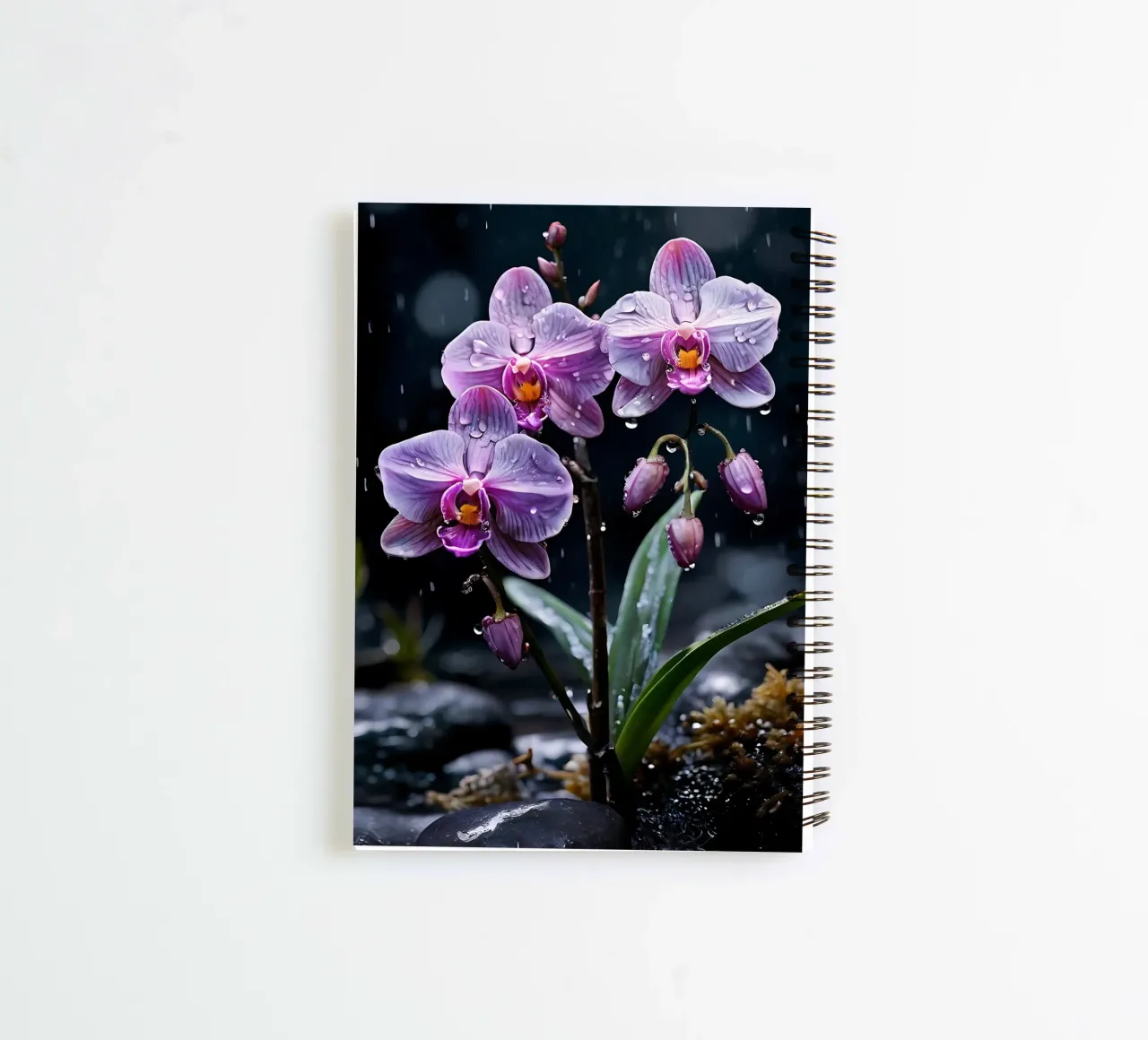 Orchids with stones_6 spiral notebook by Farb- und Blütenzauber by LK