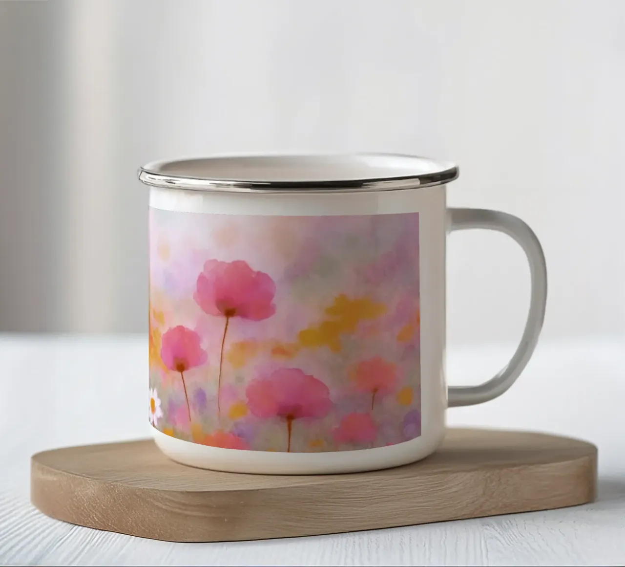 Sommerflüstern - Floral, abstrakte Kunst tazza in smalto da Petra Lang