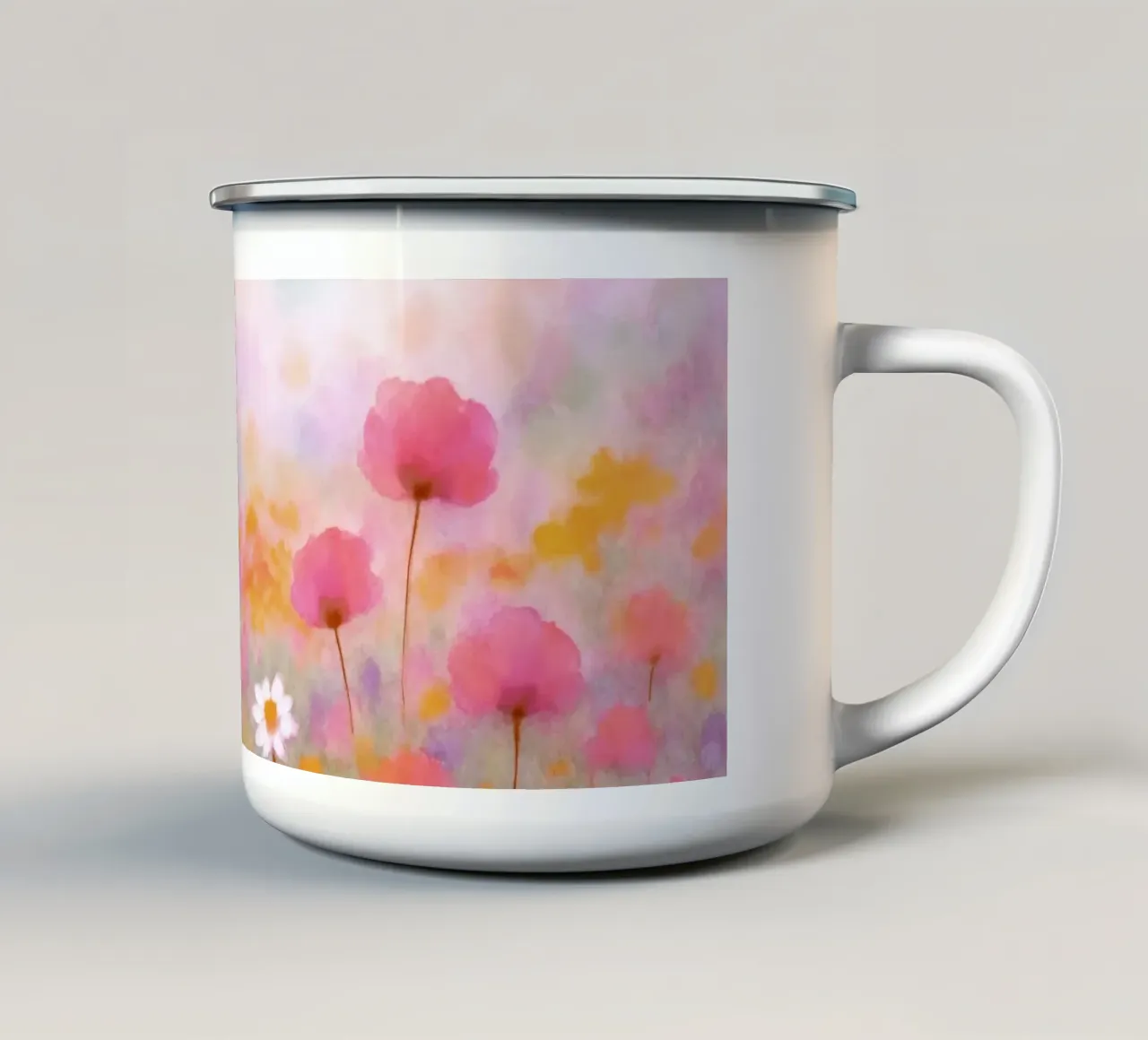 Sommerflüstern - Floral, abstrakte Kunst tazza in smalto da Petra Lang