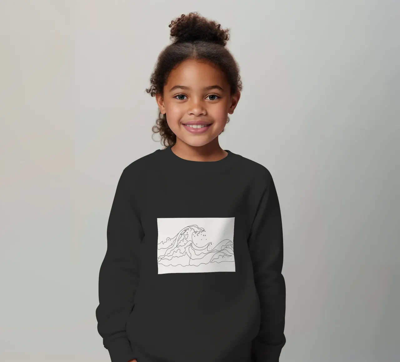Minimal Line Art Ocean Waves felpa bambino da Nadjaa