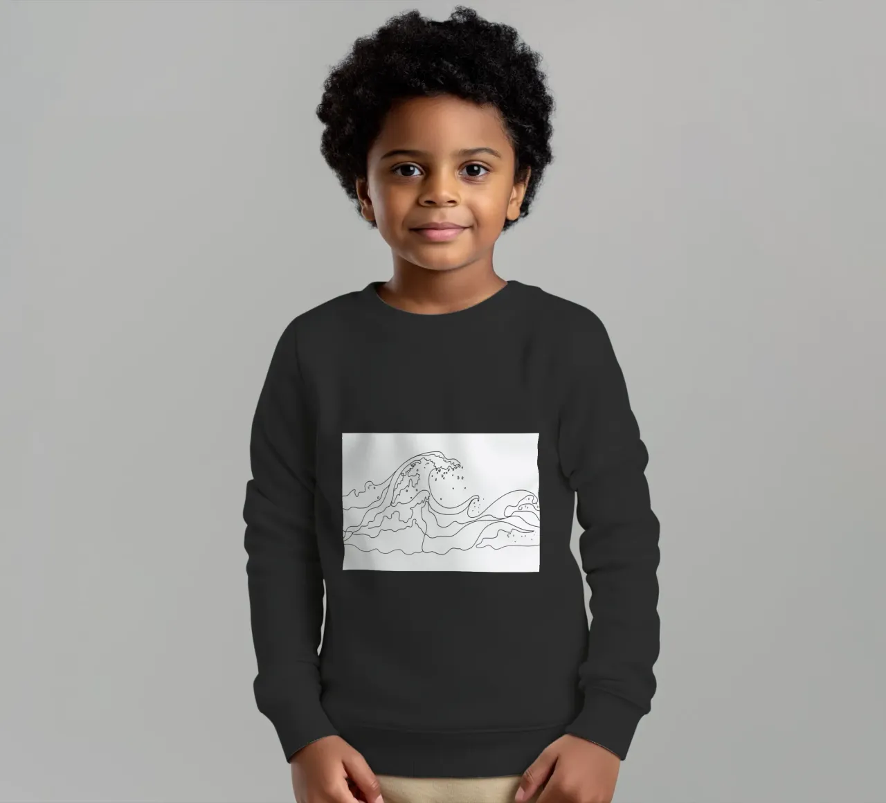 Minimal Line Art Ocean Waves felpa bambino da Nadjaa