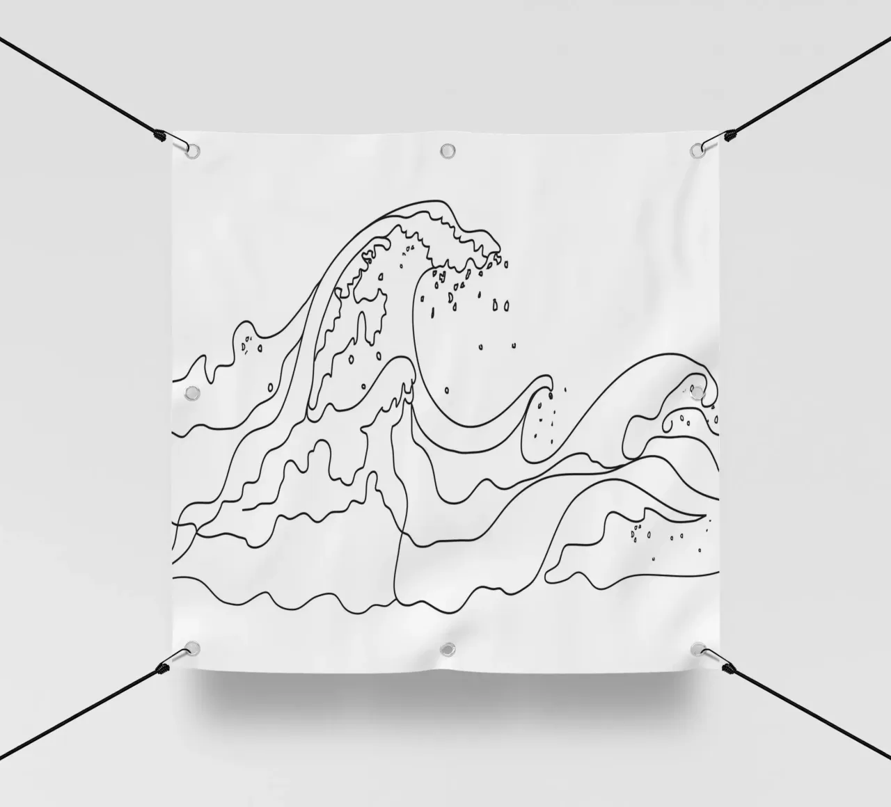 Minimal Line Art Ocean Waves telo in pvc da Nadjaa