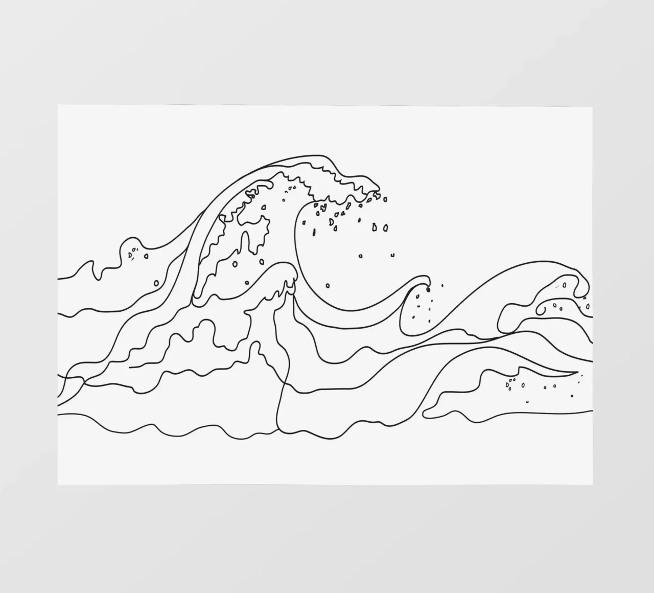 Minimal Line Art Ocean Waves telo in pvc da Nadjaa