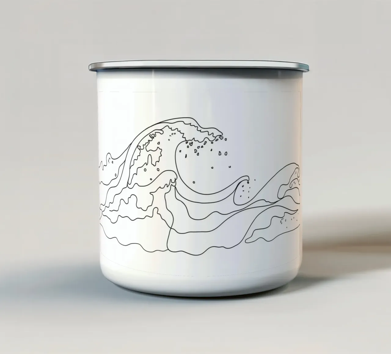 Minimal Line Art Ocean Waves tazza in smalto da Nadjaa